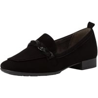 Tamaris Comfort Damen Loafer ohne Absatz aus Leder Business Slippers Comfort Fit, Schwarz (Black), 37 EU