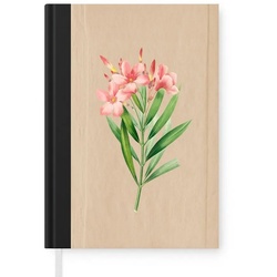 MuchoWow Notizbuch Lilie – Rosa – Blumen – Vintage, Journal, Merkzettel, Tagebuch, Notizheft, A5, 98 Seiten, Haushaltsbuch bunt