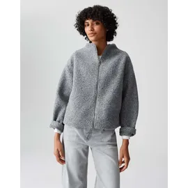 Opus Damen Jacke | HURLIE Regular Boxy Boucléjacke Easy Grey, 40 - 40