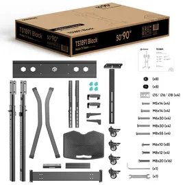 ONKRON TV Ständer rollbar für 50-90 Zoll Fernseher bis zu 90 kg, neigbar, Schwarz TS1891-B