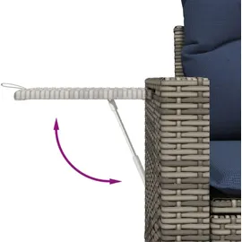 vidaXL 8-teiliges Gartensofa-Set mit Kissen, grau, Polyrattan - Grau