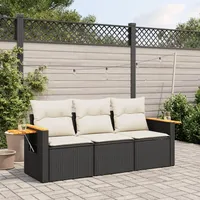 Gecheer 3-TLG. Gartenlounge Set, Balkonlounge Set, Terrassensofa Rattan, Loungemöbel Polyrattan, Gartenmöbel Wetterfest, Garten Sofa Set, Kissen
