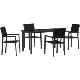 vidaXL Garten Essgruppe 5 pcs Schwarz Poly Rattan