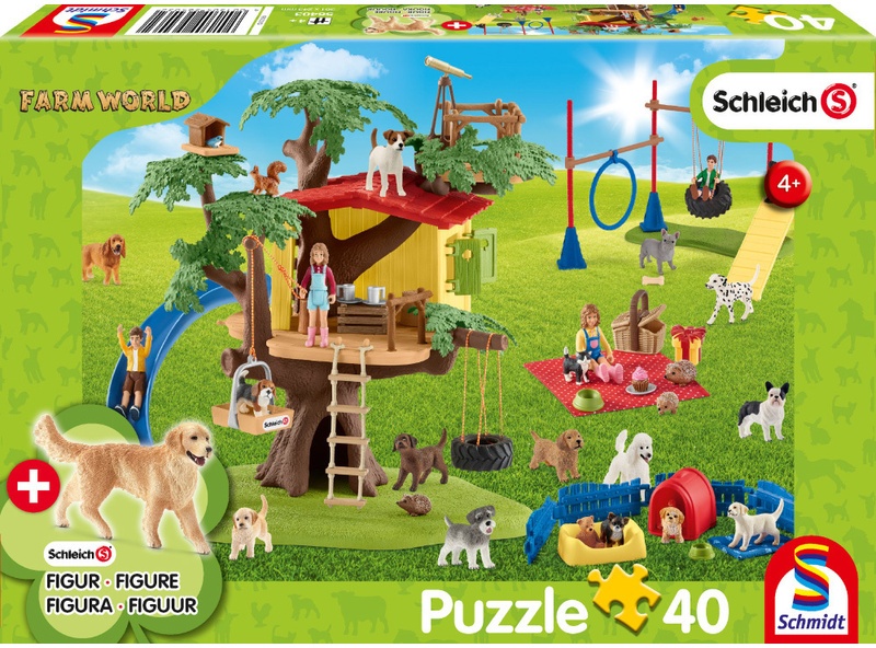 schleich® - Schmidt Puzzle 40 - Farm World, Fröhliche Hunde (Kinderpuzzle)