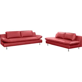PLACES OF STYLE Polstergarnitur PLACES OF STYLE "Redding", rot (rot,), NaturLEDER, Sitzmöbel-Sets, bestehend aus 2- und 3-Sitzer