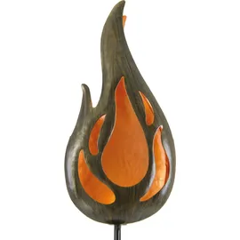 NÄVE LED Solar Erdspieß Flamme Metall H: 84cm 1 Stück orange bronze