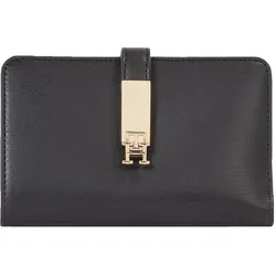 Geldbörse TOMMY HILFIGER "TH HERITAGE MED WALLET", schwarz, Lederimitat, klassisch, Kleinlederwaren, Geldbeutel, Portemonnaie in edlem Design
