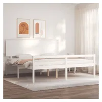 vidaXL Bett Seniorenbett mit Kopfteil 200x200 cm Weiß Massivholz weiß 200 cm x 200 cmvidaXL