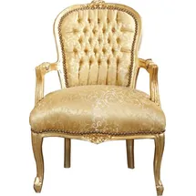 Casa Padrino Barock Salon Stuhl Gold Muster / Gold