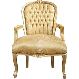 Casa Padrino Barock Salon Stuhl Gold Muster / Gold