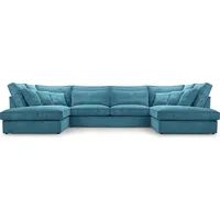 BETTSO Ecksofa Großes U Form Couch Couchgarnitur Eckcouch Sofa Ecksofa mit Kissen und Armlehnen aus Cordstoff MAGIC U Türkis - Türkis