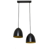 Licht-Erlebnisse Schwarze Hängeleuchte Schirm innen Gold E27 Ø20cm Retro Design Pendelleuchte Esstisch Wohnzimmer