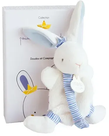 DOUDOU Hase Matrose Schmusetuch mit Schnullerkette 15cm