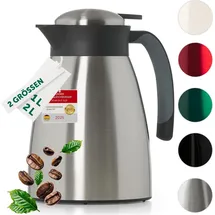 Blumtal Blumtal® Thermoskanne 1L Silber – BPA-frei, Edelstahl Teekanne & Kaffeekanne mit Quick Tip, auslaufsicher - Silber