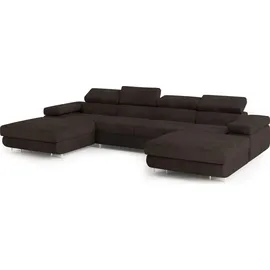 masseno Eckcouch Polyester U-Form 3-Sitzer Braun