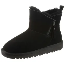 Winterboots ARA "ALASKA", Damen, Gr. 42, schwarz, Veloursleder, sportlich, Schuhe, Schlupfboots, Stiefel aus echtem Lammfell, G-Weite (weit)