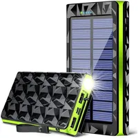 Daskoo 26800mAh Powerbank Solar mit LED-Taschenlampe und 2 USB-C Output Solar Powerbank, Solar Ladegerät für die meisten elektronischen Geräte auf dem Markt grün