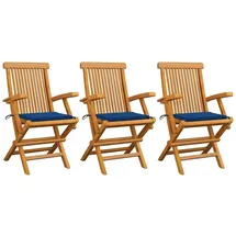 vidaXL Gartenstühle mit Königsblauen Kissen Gartenstuhl 60 x 60 x 89 cm blau 3 St.