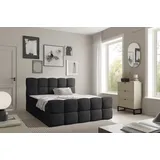 Fun Möbel Boxspringbett Schlafzimmerbett SATINE 200x220cm Stoff Coral Schwarz - Schwarz