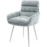 DeLife Esszimmerstuhl Abelia-Flex mit Armlehnen Chenille Pastellblau 4-Fuß konisch Edelstahl,