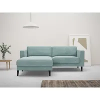 Ecksofa HOME AFFAIRE "Amancey, L-Form, Cord oder weicher wasserabweisender Strukturstoff" Sofas Gr. B/H/T: 215cm x 83cm x 158cm, Cord, Longchair links, blau (aqua) Breite 255 cm, mit Massivholzrahmen, Komfortschaum