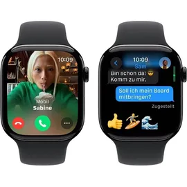 Apple Watch Series 10 GPS + Cellular 46 mm Aluminiumgehäuse diamantschwarz Sportarmband schwarz M/L