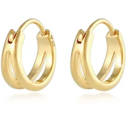 Paar Creolen ELLI "Huggie Creolen Basic Zeitlos Dezent 925 Silber", gold, Ohrringe, Damen, OneSize, ohne Stein, Silber 925 (Sterlingsilber)