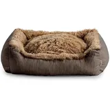 Gutekissen Shaggy Hundebett Kleine Hunde - Hundekissen Waschbar - Farb- und Größenwahl (XXL - 110x90, Braun)