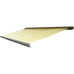 Mendler Ersatz-Bezug für Markise T124, Vollkassette Ersatzbezug Sonnenschutz 5x3m ~ Polyacryl gelb-weiß
