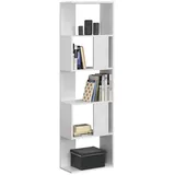 [en.casa] Bücherregal Aneby 159x45x24cm mit 5 Ablageflächen Weiß