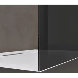 doporro Duschwand Duschtrennwand 100x200 Walk-In Dusche mit Doppel-Stabilisator aus Echtglas 8mm ESG-Sicherheitsglas Vollgrau inkl. Nanobeschichtung - Grau