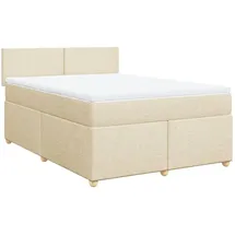 vidaXL Boxspringbett mit Matratze Creme 140x190 cm Stoff
