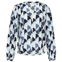 S.Oliver Langarmbluse, mit All-Over Print, blau