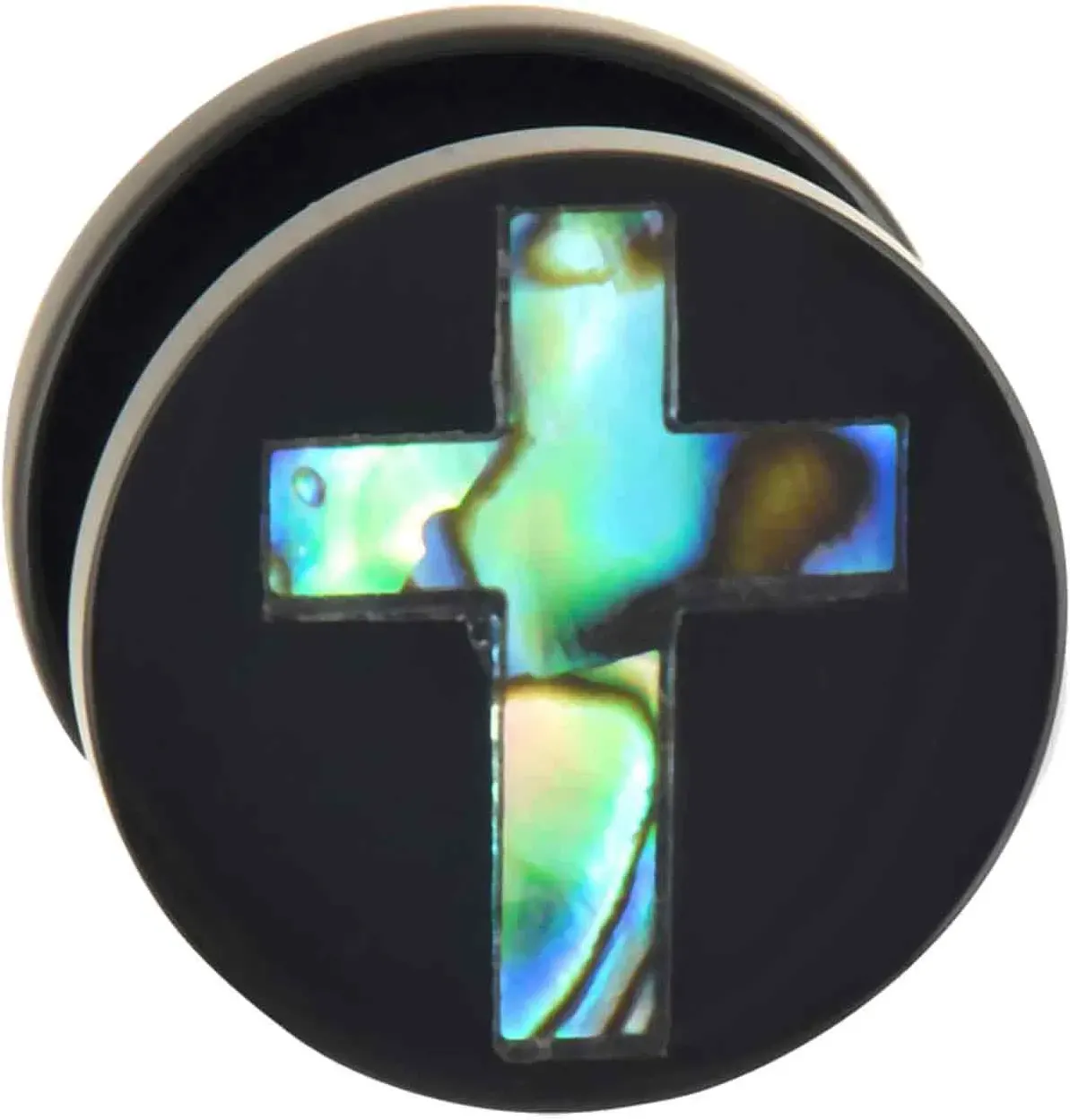 Acryl Plug mit Abalone-Muschel KREUZ