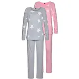 Arizona Damen Pyjama grau-rosa-Sterne Gr.32/34