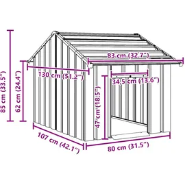 vidaXL Hundehütte mit Dach 85x107x81 cm Verzinkter Stahl