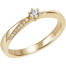 Solitärring »Schmuck Geschenk Gold 585 Damenring Verlobungsring Goldring«, mit Brillanten, 11364201-56 gelbgoldfarben 0,13 ct   SI = kleine Einschlüsse