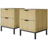Vicco Nachtschrank Lennox 40 x 40 x 52 cm Eiche/Schwarz