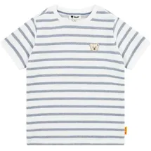 Steiff Kinder T-Shirt, kurzarm - Teddymotiv, Rundhals, Baumwolle, gestreift Weiß 92