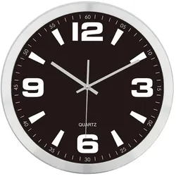 Funk Wanduhr DCF Funkuhr Analog Uhr Ø 30cm Alu Rahmen Schwarz 400342