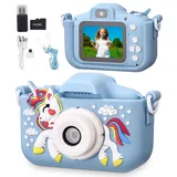 Kinderkamera,Kinder Kamera 1080P Bildschirm Kamera Kinder mit 64GB-Karte Selfie Digitalkamera Kinder Fotoapparat Kinder für 3-12 Jungen Mädchen Geburtstagsgeschenk Weihnachten Spielzeug