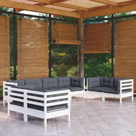 vidaXL Garten-Lounge-Set 8-tlg. Massivholz Kiefer weiß