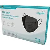 EUROPAPA® 40x FFP2 Schwarz Maske 5-Lagen Mundschutzmaske Stelle zertifiziert Atemschutzmasken hygienische Einzelverpackung EU 2016/425