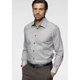 Bruno Banani Langarmhemd BRUNO BANANI, Herren, Gr. 35/36, N-Gr, grau, Obermaterial: 100% Baumwolle, Basic, tailliert, 1-Knopf-Manschette verstellbar, Hemden, Kontrastbesatz