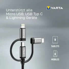 Varta 57937 Speed Charge Sync 3in1 Ladekabel Micro USB, 2m
