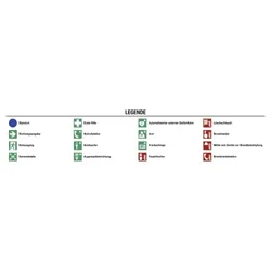 Legende für Flucht- und Rettungsplan nach ISO 7010, Folie, 580x125 mm