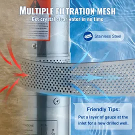 Vevor Tauchpumpe 370 W 5,3 m3/h max. Durchfluss 50 m max. Förderhöhe mit 9,1 m Stromkabel