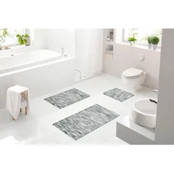Badematte GRUND "Leonie", grau (anthrazit), H:15mm, Polyester, Baumwolle, Badematten, meliertes Design, strapazierfähig