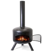 BonFeu Gartenkamin BonGiro Terrassenofen schwarz, ausgeschnittenen Logo schwarz