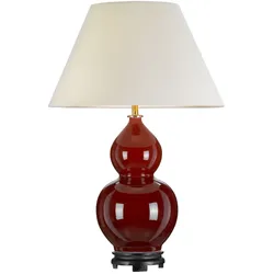 Harbin Gourd 1-flammige Tischlampe mit hohem Empire-Design – Ochsenblut mit cremefarbenem Schirm